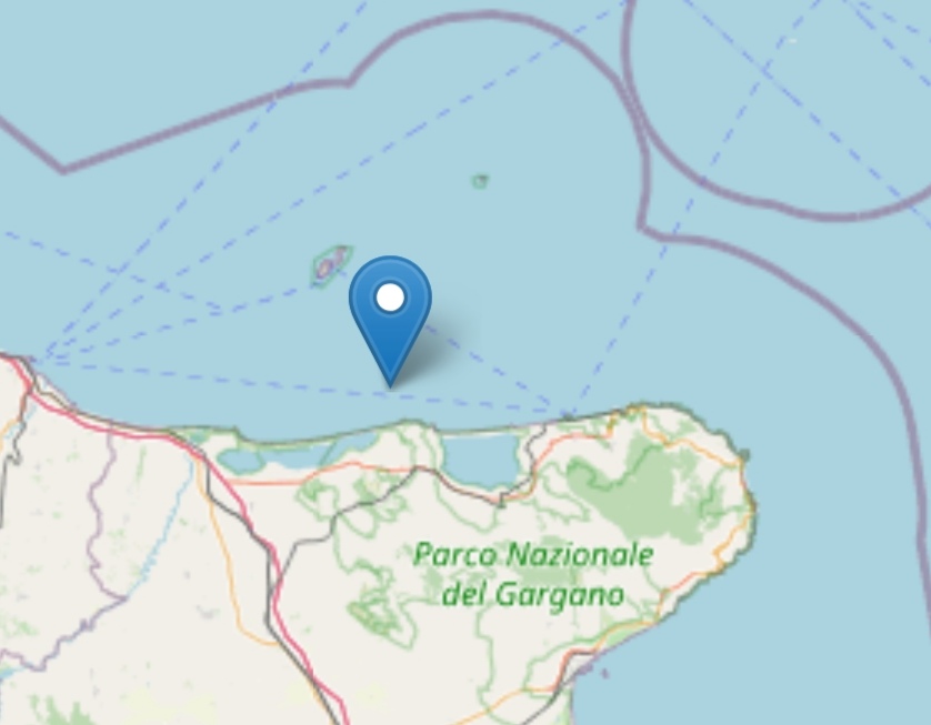 Terremoto: due lievi scosse in mare fra Gargano e Tremiti, dalla sera al pomeriggio Magnitudo 2,6 e 2,5 Terremoto: due lievi scosse in mare fra Gargano e Tremiti, dalla sera al pomeriggio Magnitudo 2,6 e 2,5
