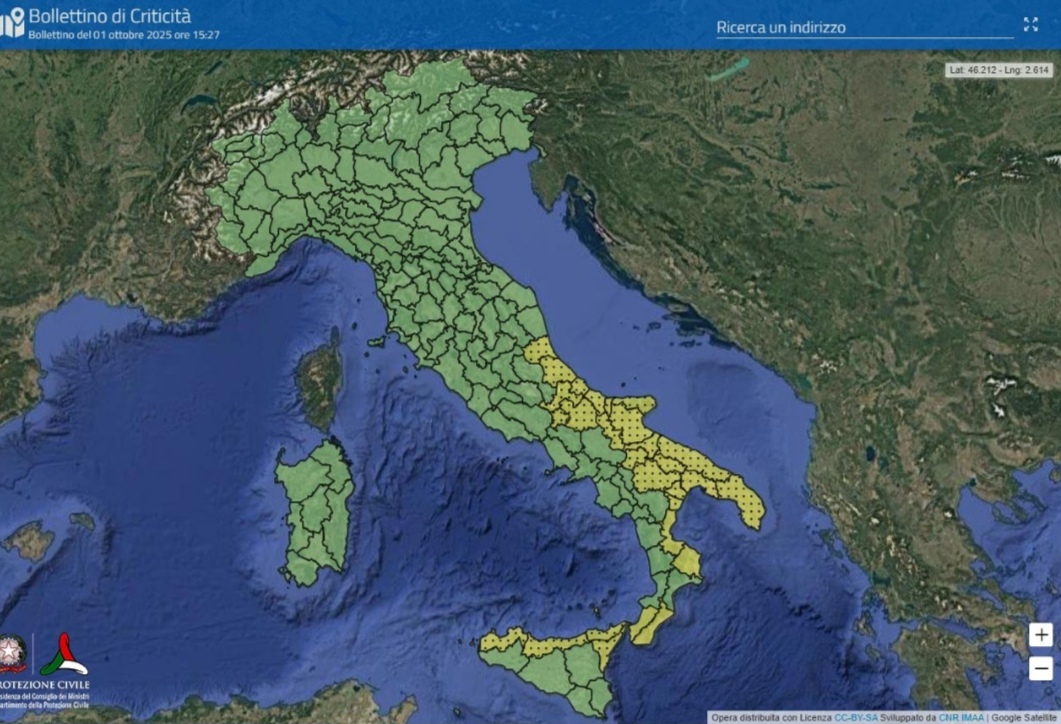 Maltempo: fra le regioni oggi in allerta la Puglia, per temporali e vento fino a burrasca forte Protezione civile, previsioni meteo