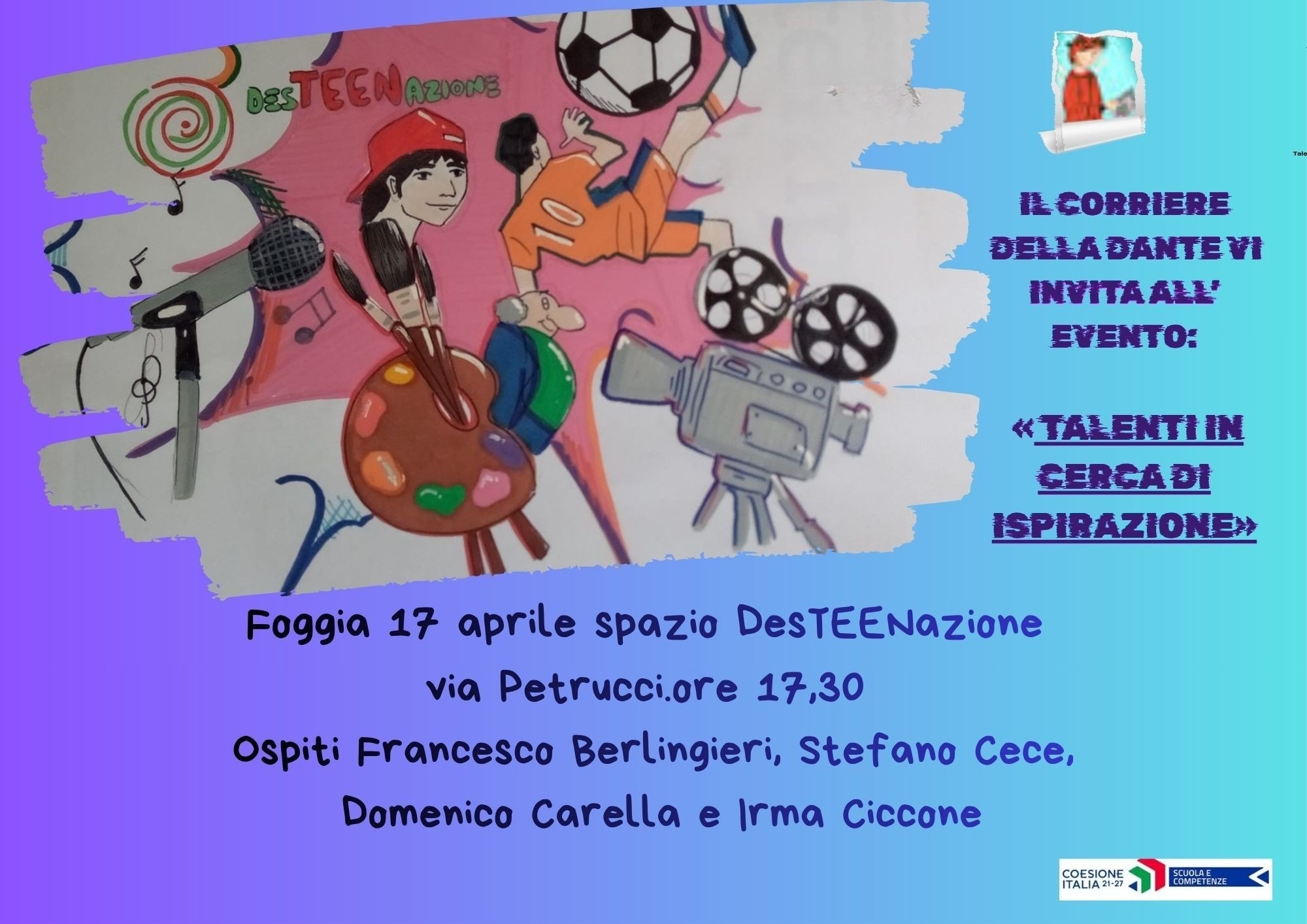 Foggia: talenti in cerca di ispirazione, domani talk show Il Corriere della Dante
