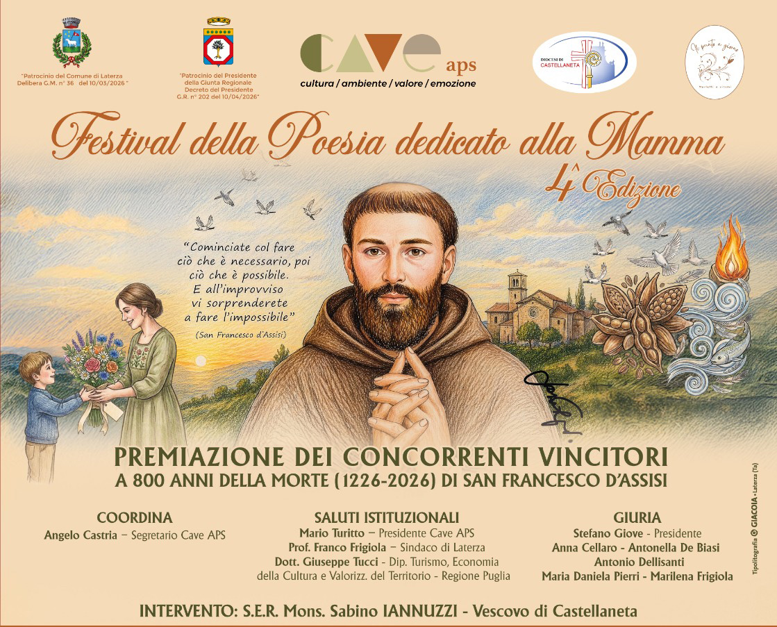 laterza festival di poesia dedicato alla mamma domani la premiazione cave aps da Noinotizie.it laterza festival di poesia dedicato alla mamma domani la premiazione cave aps