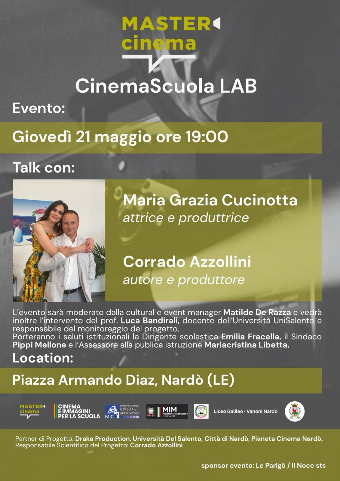MasterCinema: domani conclusione a Nardò Ospiti Maria Grazia Cucinotta e Corrado Azzollini