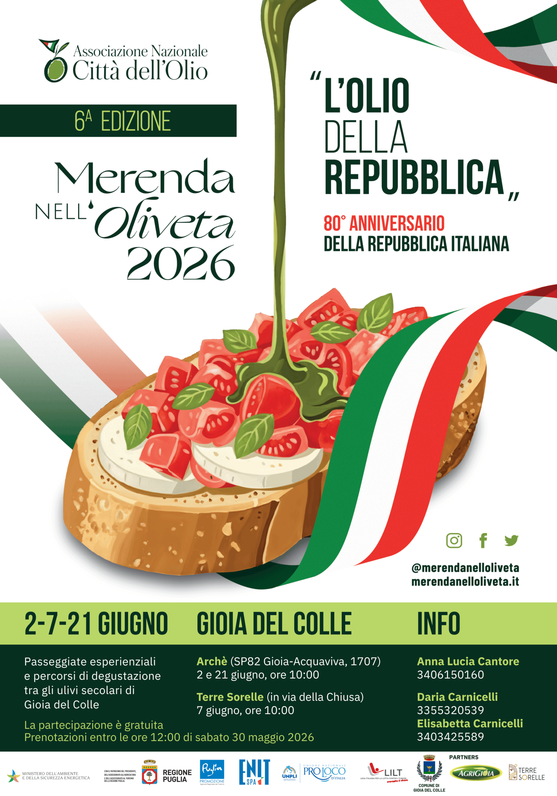 Gioia del Colle: “Merenda nell’Oliveta” Tre appuntamenti dal 2 giugno