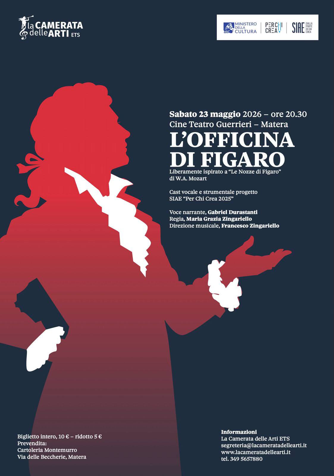 “L’Officina di Figaro”: domani debutto a Matera La Camerata delle Arti