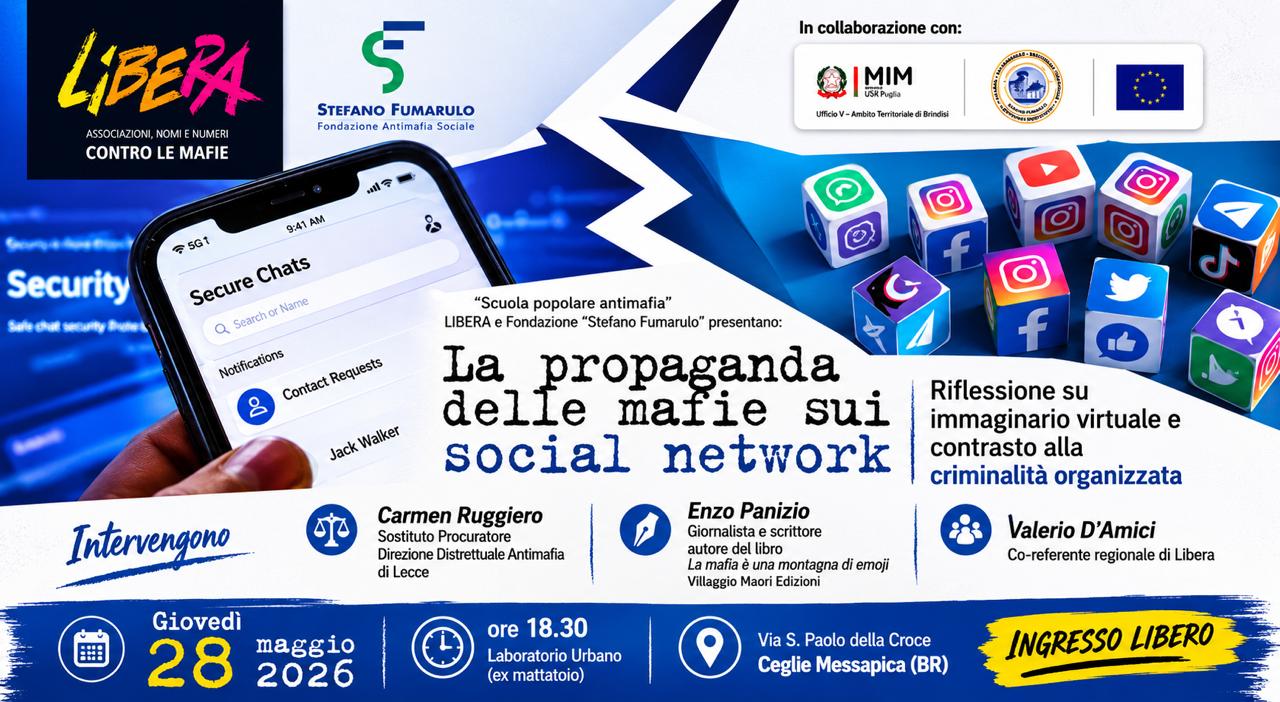 comunicazione digitale e propaganda mafiosa social convegno a ceglie messapica iniziativa di libera e fondazione stefano fumarulo da Noinotizie.it comunicazione digitale e propaganda mafiosa social convegno a ceglie messapica iniziativa di libera e fondazione stefano fumarulo