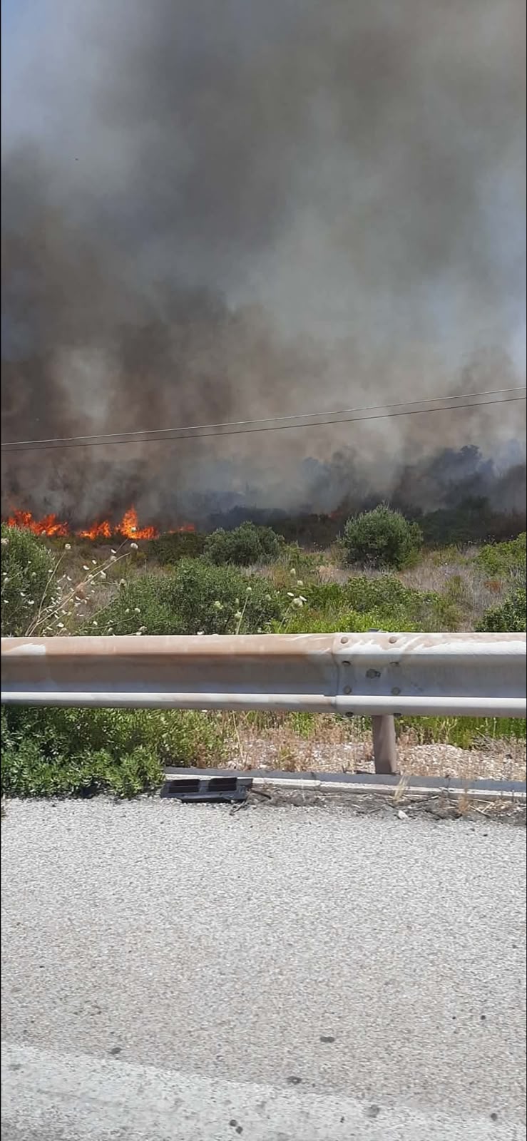 Taranto-Martina Franca: incendio al margine della strada statale Nel primo pomeriggio