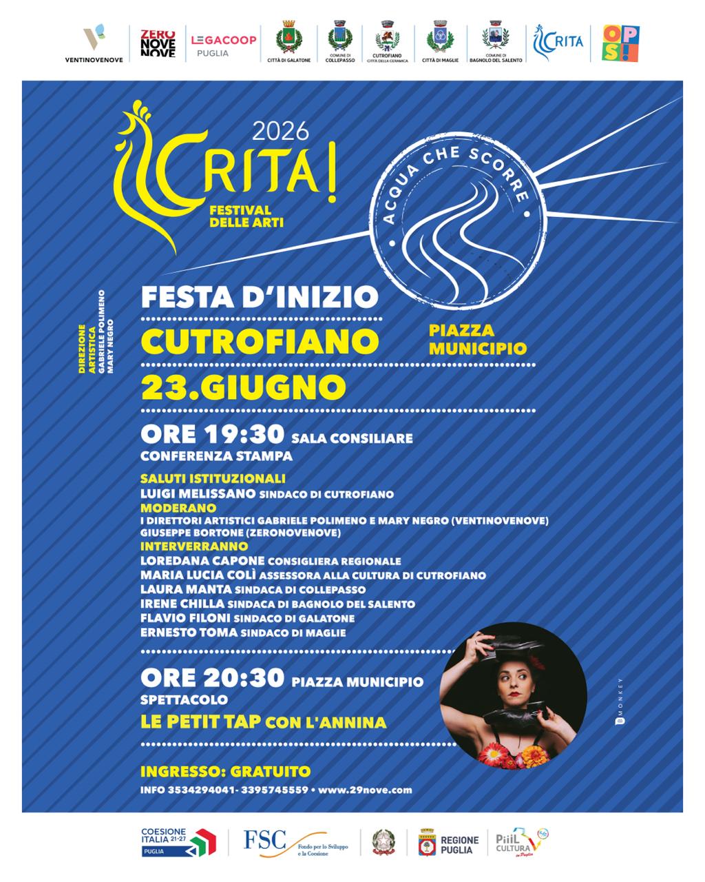 “Crita. Festival delle arti”: presentazione a Cutrofiano Stasera