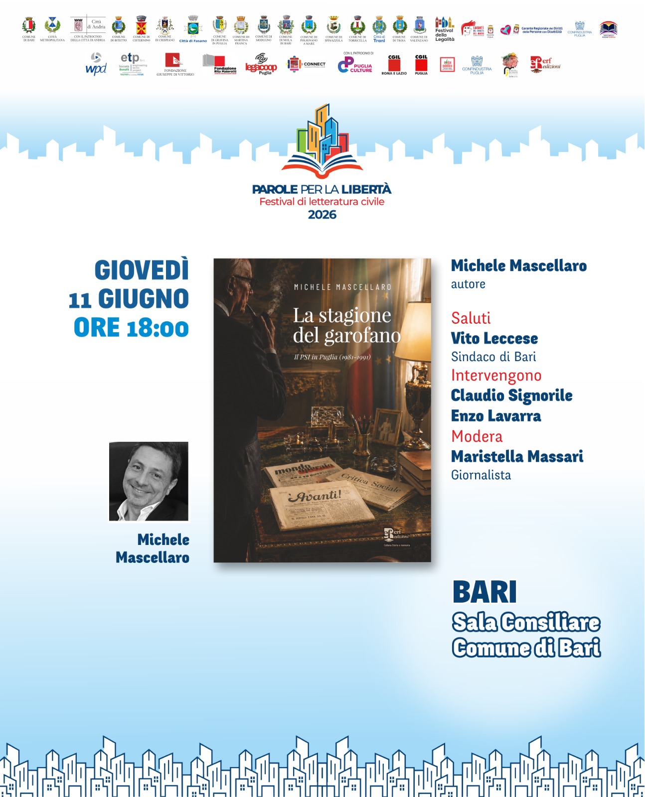 Bari: “La stagione del garofano”, presentazione del libro Oggi