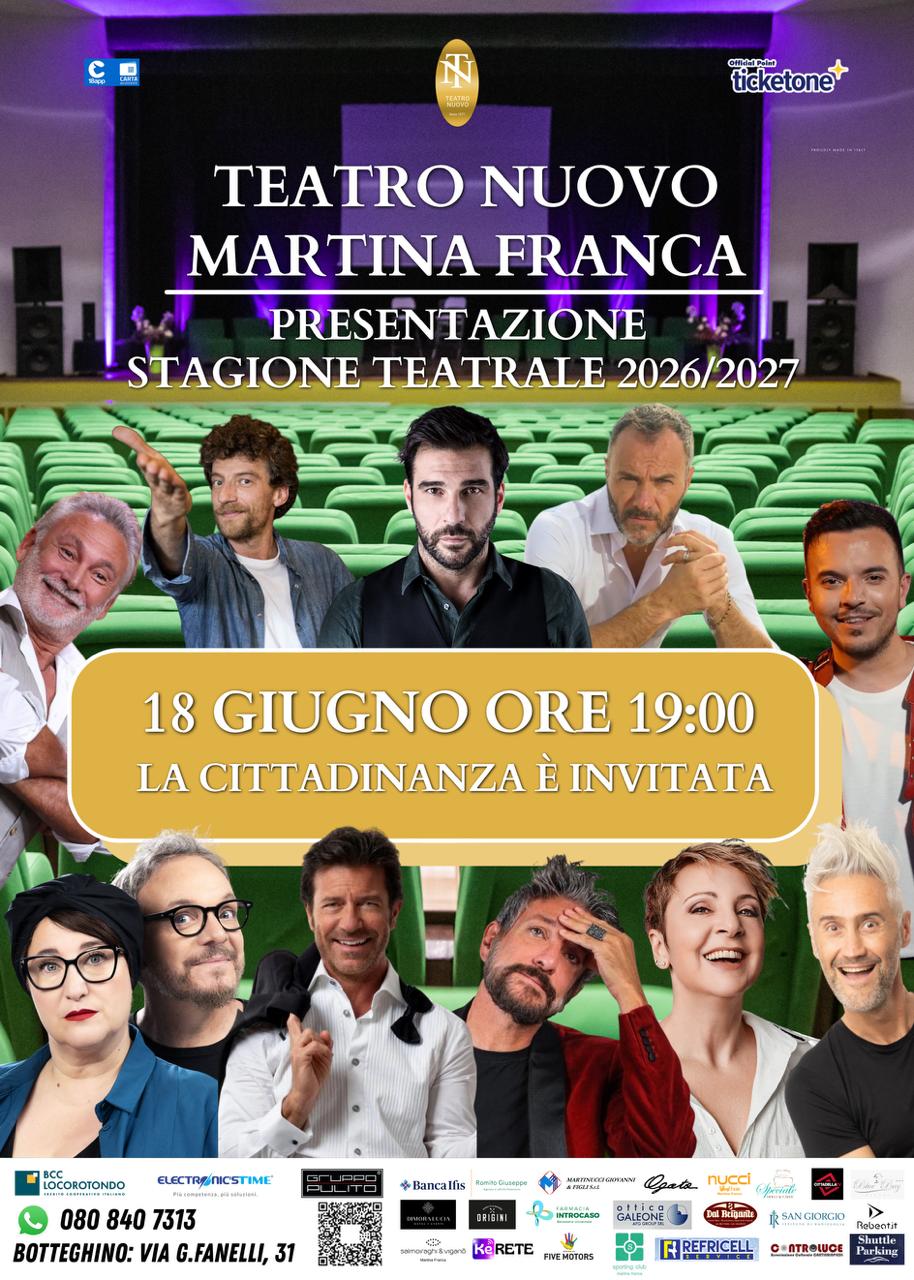 Martina Franca: teatro Nuovo, stasera la presentazione della prossima stagione Contemporaneamente la presentazione di un libro