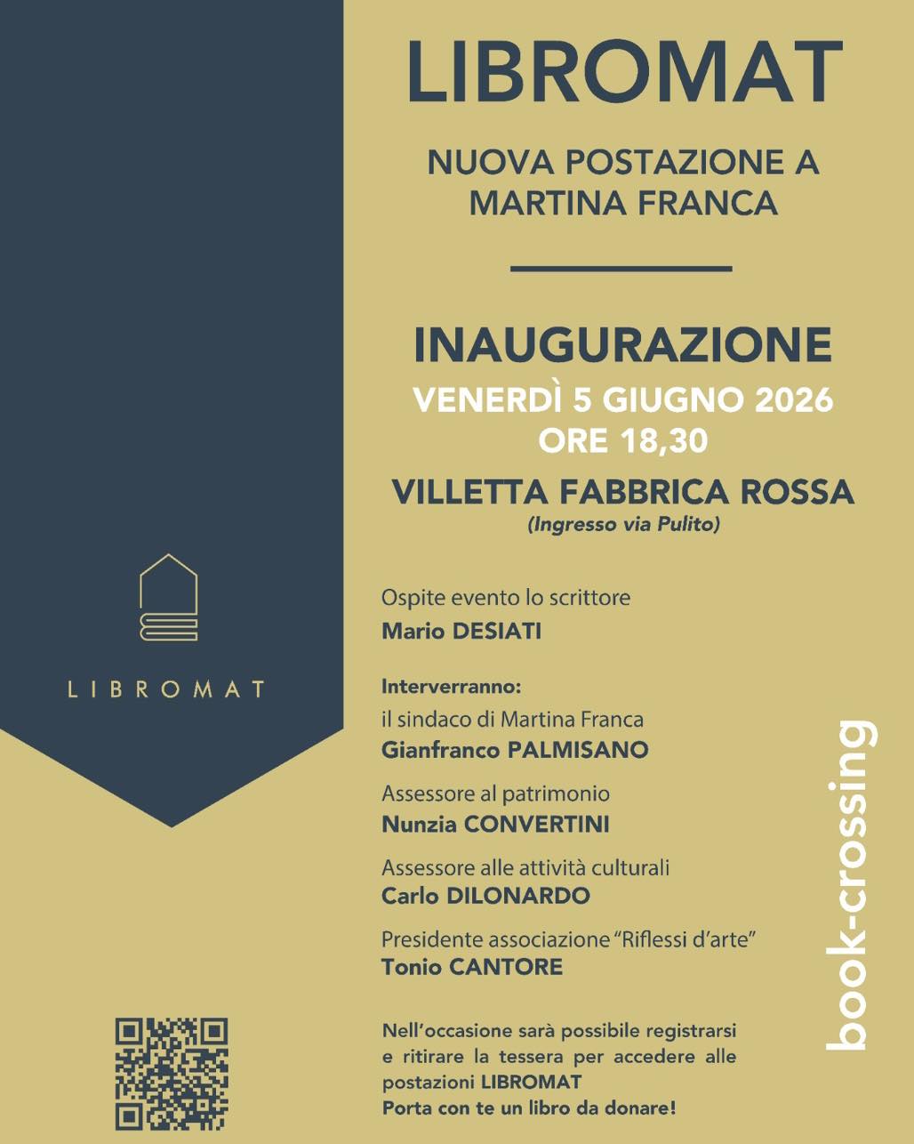 Martina Franca: venerdì inaugurazione di Libromat2 con Mario Desiati Riflessi d'arte