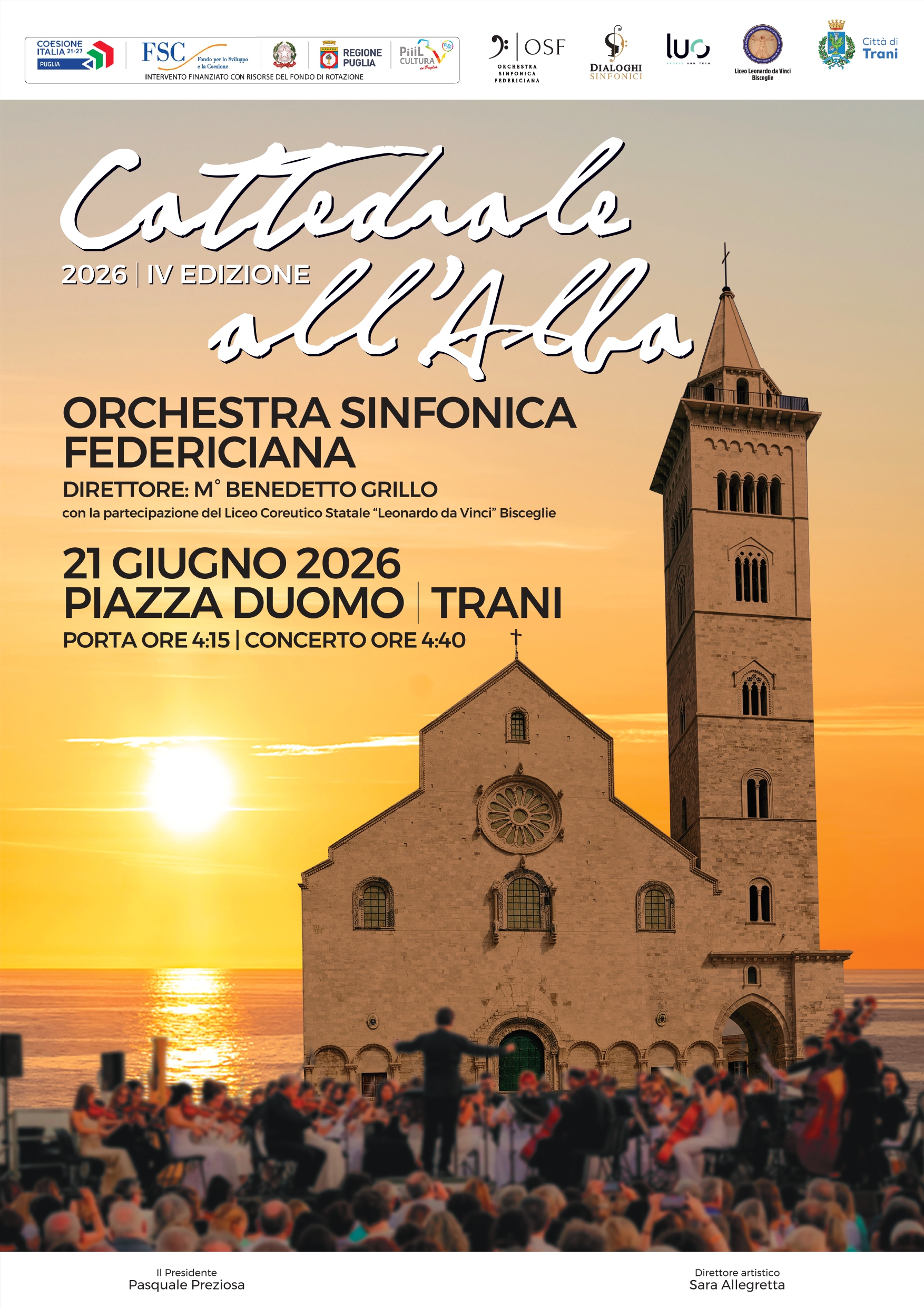Trani: concerto in piazza Duomo la prima alba dell’estate Domenica