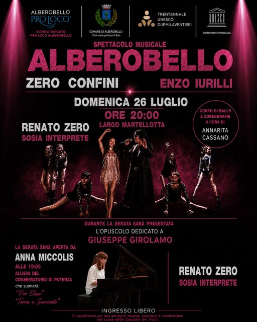 Alberobello: “Zero confini” Pro Loco, domani sera