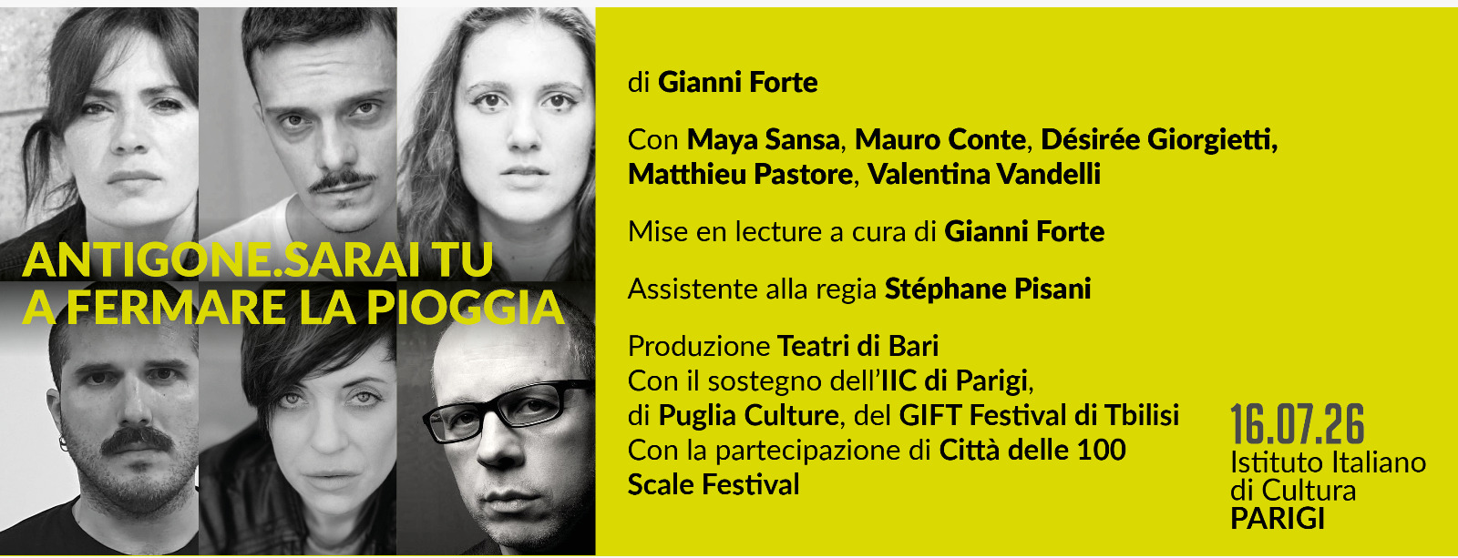 Teatri di Bari prosegue il suo percorso di internalizzazione con “Antigone. Sarai tu a fermare la pioggia” a Parigi Il 16 luglio
