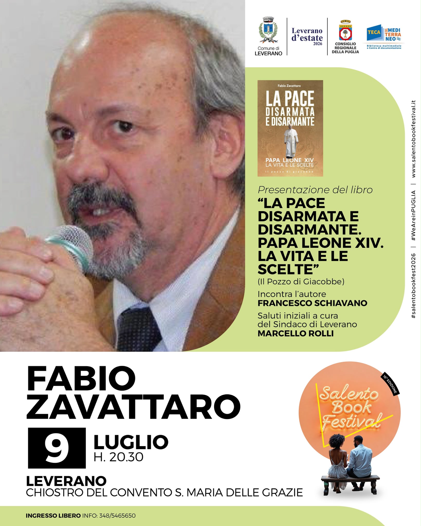 Salento book festival: oggi ospiti Fabio Zavattaro e Massimo Giannini Leverano