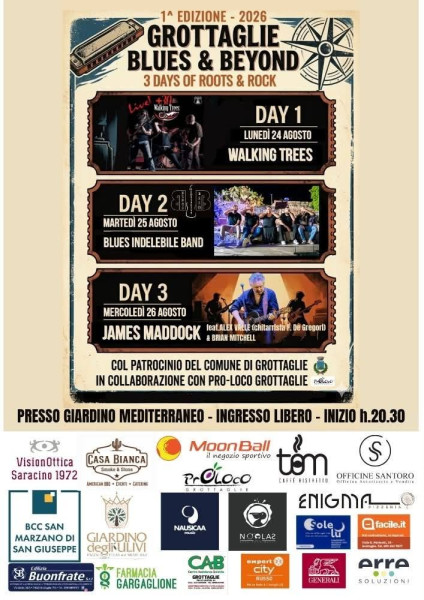 Grottaglie Blues & Beyond–3 Days of Roots & Rock, da stasera Prima edizione
