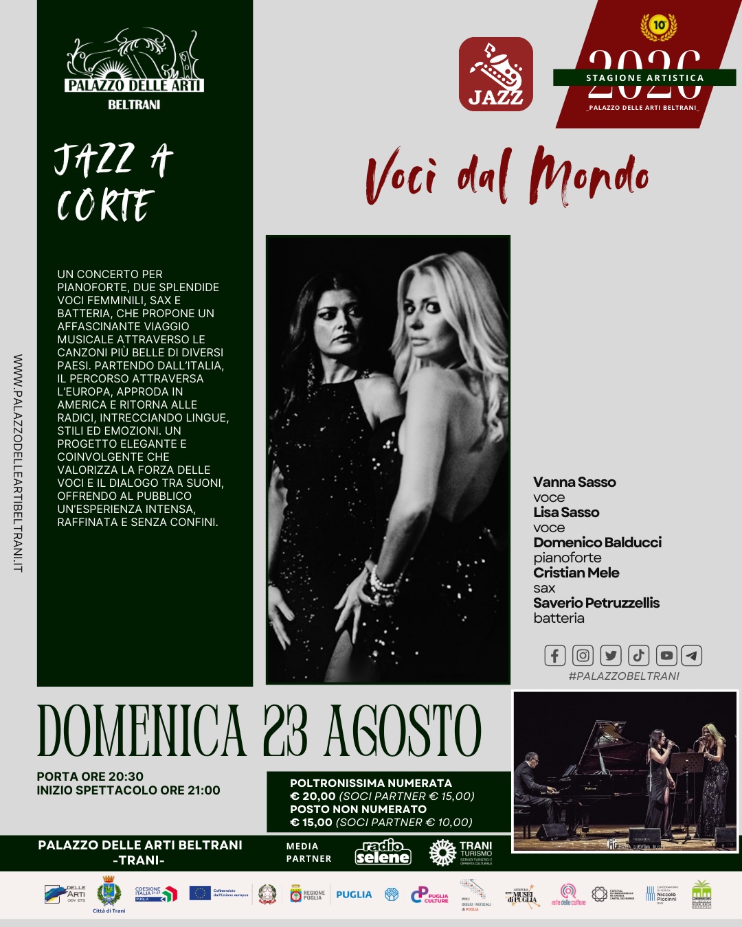 Trani: si conclude “Jazz a Corte” Stasera