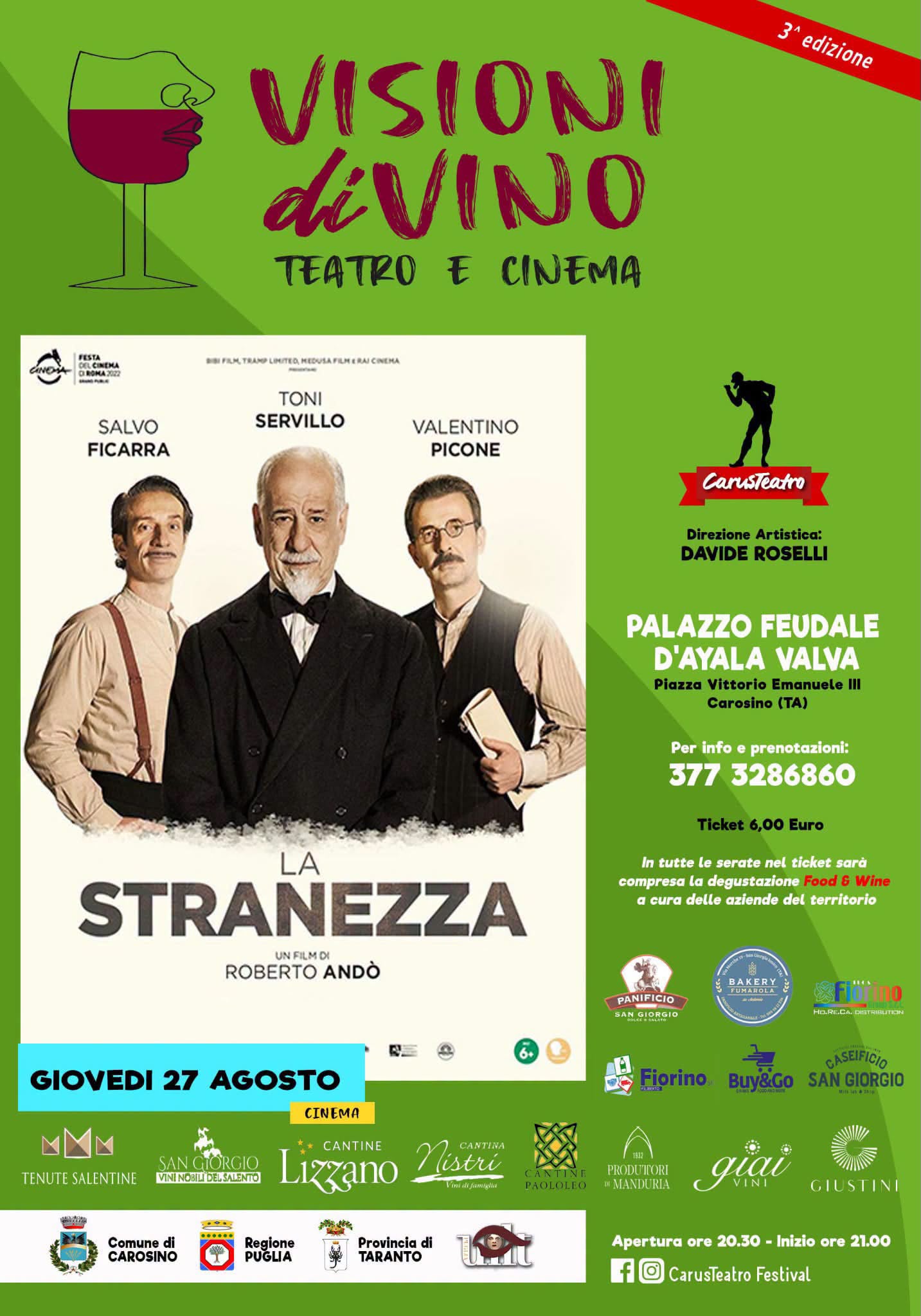 Carosino: stasera “La stranezza” Visioni di... Vino