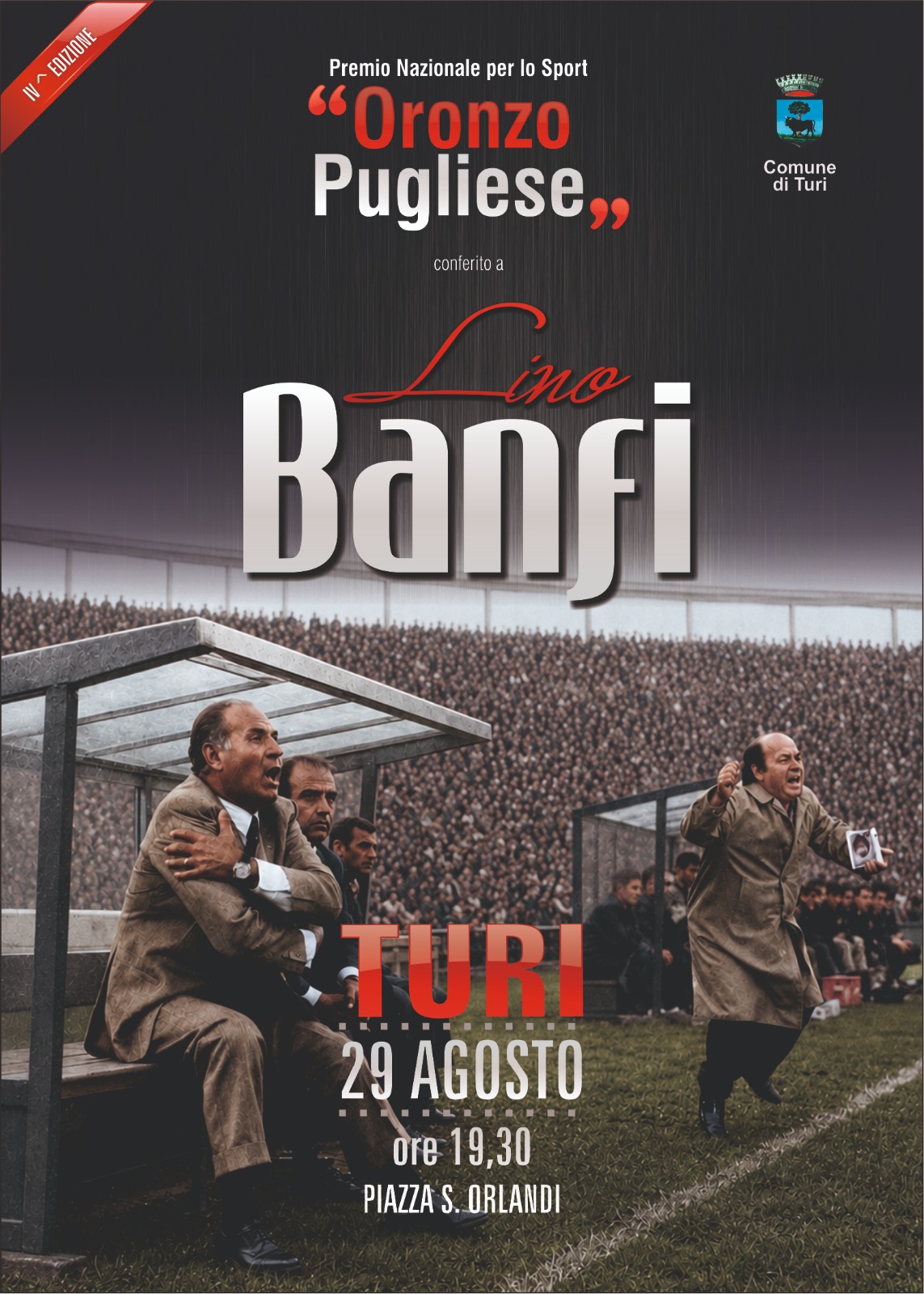 Turi premia Oronzo Canà Oggi la targa a Lino Banfi su iniziativa del figlio di Oronzo Pugliese