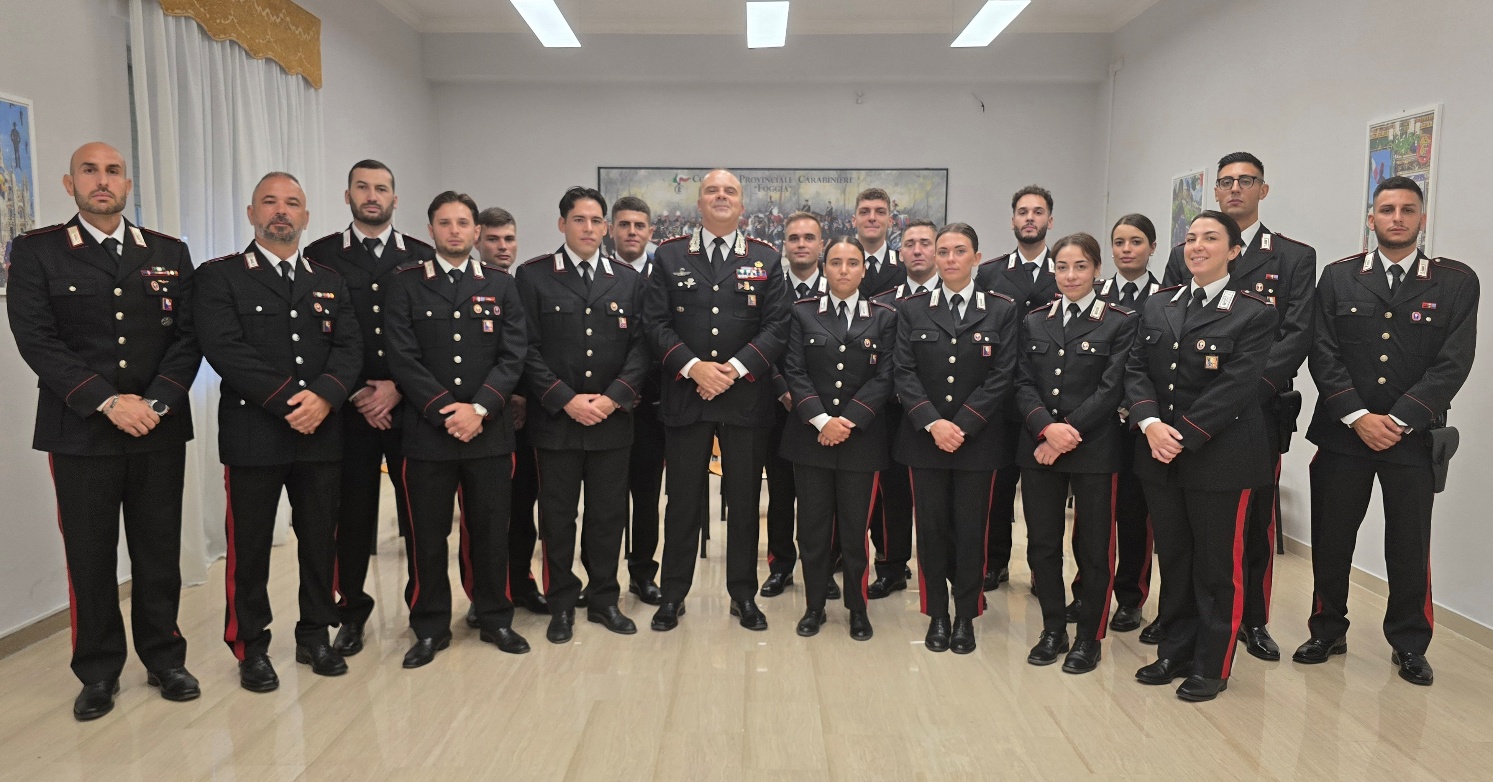 Diciannove carabinieri assegnati al comando provinciale di Foggia L'accoglienza del comandante