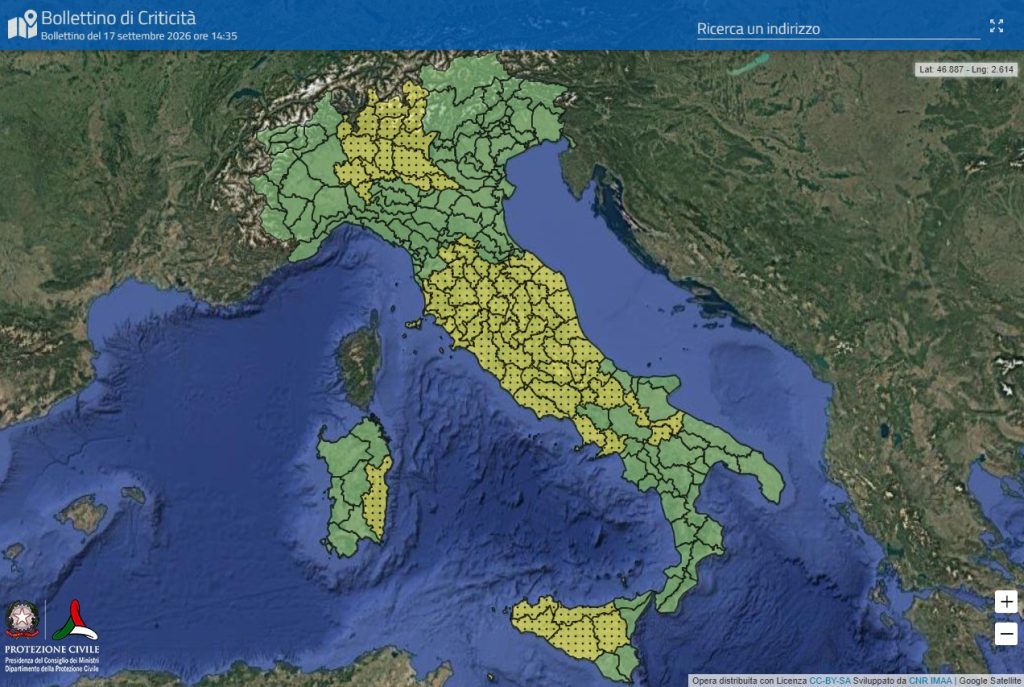Maltempo, parte della Puglia fra le regioni in allerta temporali: codice giallo per Bat e foggiano Maltempo, parte della Puglia fra le regioni in allerta temporali: codice giallo per Bat e foggiano
