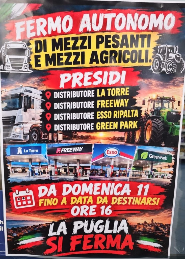 Caro carburanti e non solo: protesta, dopo la Calabria domenica inizierà la Puglia Caro carburanti e non solo: protesta, dopo la Calabria domenica inizierà la Puglia