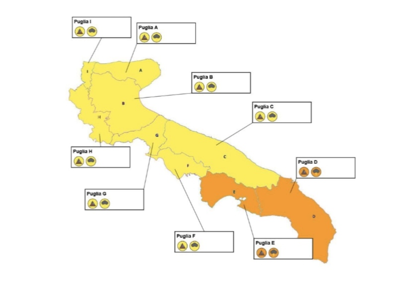 puglia maltempo intera regione in allerta temporali codice arancione per tarantino e salento protezione civile previsioni meteo da Noinotizie.it puglia maltempo intera regione in allerta temporali codice arancione per tarantino e salento protezione civile previsioni meteo